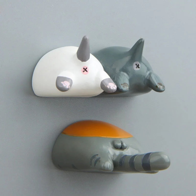 Cute Cartoon Dog Cat Ass Style Refrigerator Sticker Key Holder Creative Magnetic Message Wall Tile Stickers Magnet Cute Cartoon