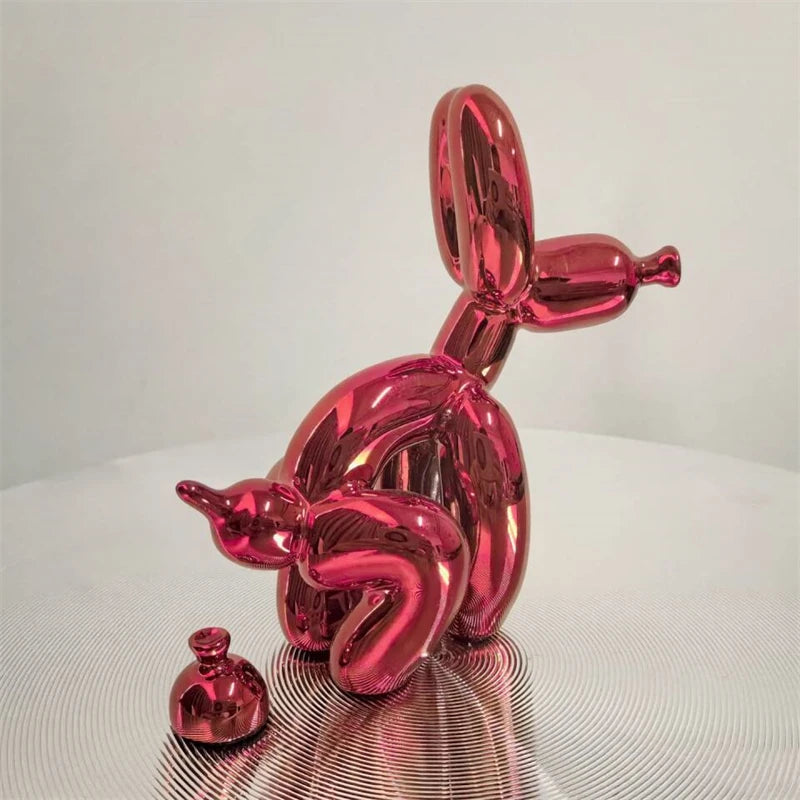 Cute Balloon Dog Puppy Poop Statue Resin Animal Sculpture Home Decor Resin Craft Office Decor