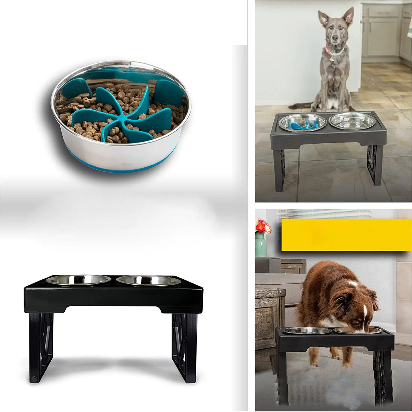 Pet Supplies Bowl Dog Bowl Drinking Water Feeding Double Bowl Lifting Bowl Rack Cat Slow Food Bowl Stainless Steel Pet Rice Bowl