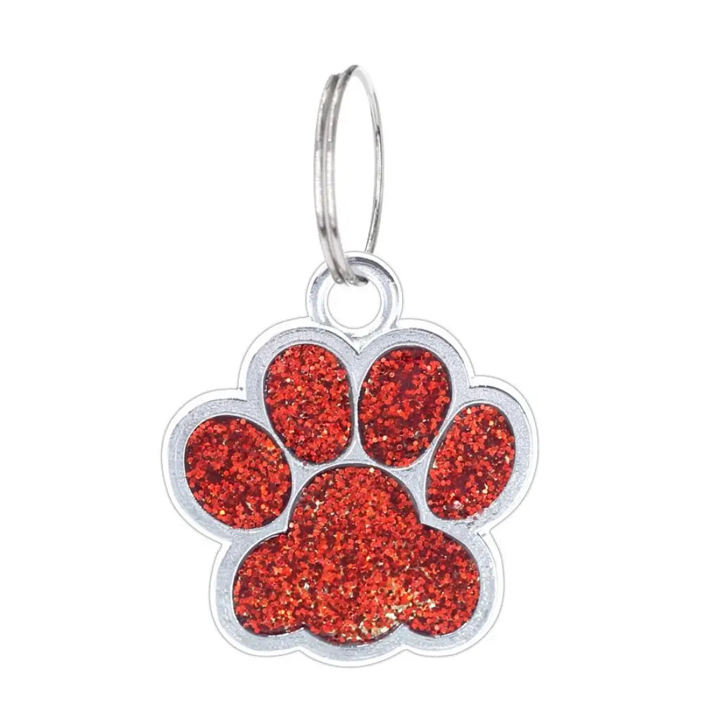 Cat Dog Paw Print Dog Cat Tags Personalized Anti-Lost Pet Glitter Pendant Exquisite with Hook Pet Collar Tag Pendant Kitten
