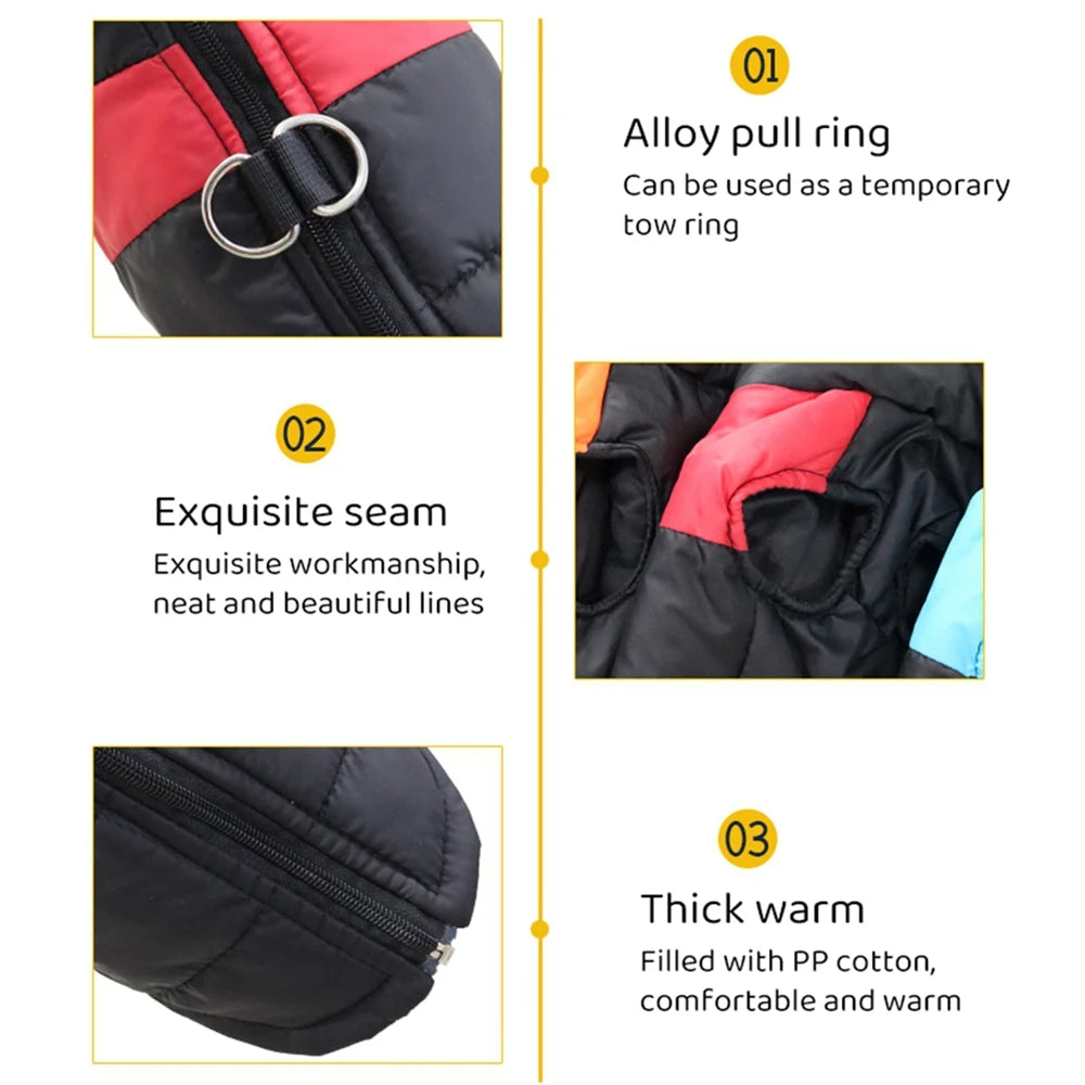 Waterproof Pet Dog Puppy Vest Jacket Winter Warm Dog Clothes Pet Padded Vest Zipper Jacket Coat For Small Medium Large Dogs