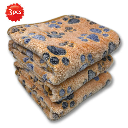 3PCS Soft Flannel Fleece Cat Dog Blanket Bed Mats Paw Foot Print Warm Pet Blanket Sleeping Beds Cover Mat For Pets Supplies