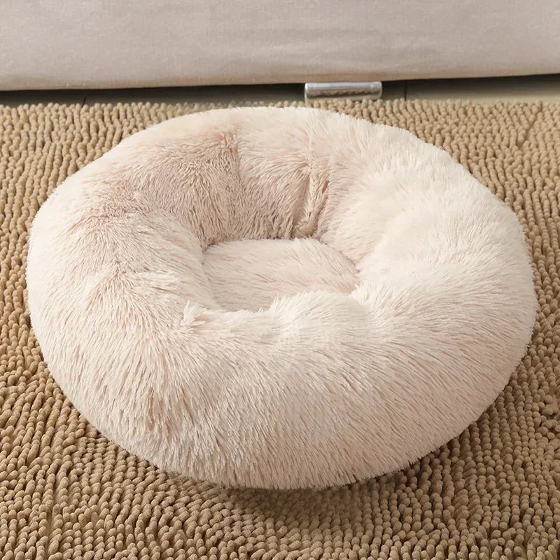 Round  Dogs Bed Cat Bed House Kennel Pet Mats Soft Long Plush Mat Pet Warm Basket Cushion Cats House Sofa Machine Wash Kennel