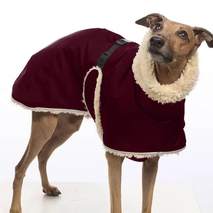 Greyhound Fleece Lined Dog Jacket Winter Warm Dog Clothes Pullover Waterproof Thick Dog Jacket Pet High Collar Jumper Sweater