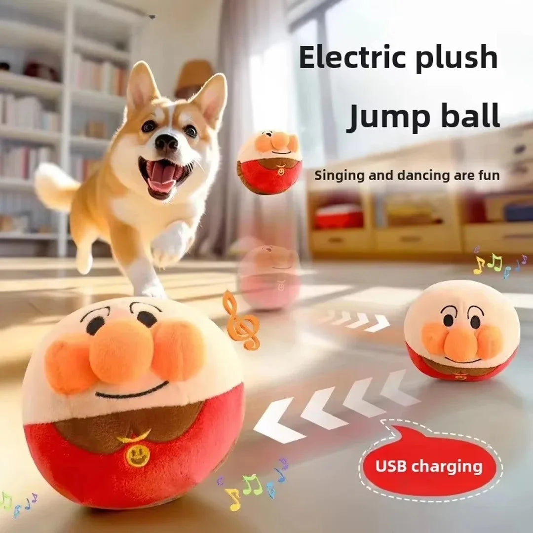 New Dog Toys Interactive Puzzle Electric Plush Jumping Ball USB Rechargeable Clown Cartoon Dog Training Toy Piggy Pet Product