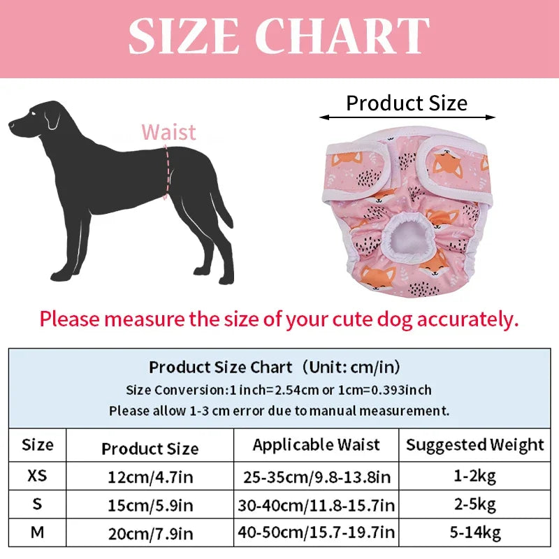 3pcs Set Washable Female Dog Physiological Pants Cute Cartoon Print Dog Diaper Underwear Dog Sanitary Panties Random Colors