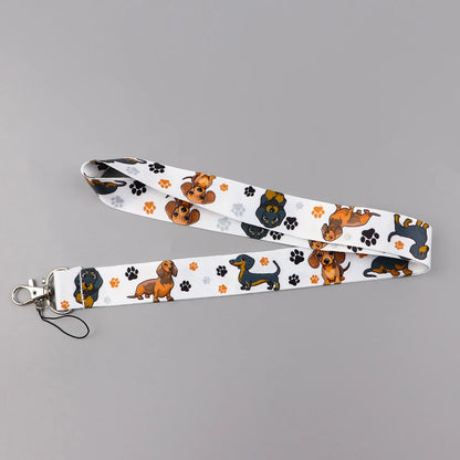 Cute Cartoon Pet Dogs Lanyard Neck Strap Keychain Card Cover Badge Holder Mobile Phone Hang Rope Keyring Anime Accessories Gifts