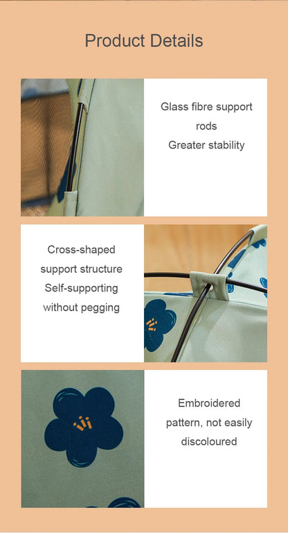 the PRETTY PET TENT - Foldable Outdoor Portable Easy Doghouse, Folding Pet Bed Cage, Pet Tent House