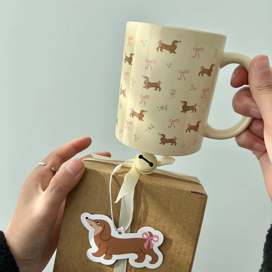 Cute Dachshund Dog Coffee Mug Funny Novelty Ceramic Tea Cup Dishwasher Microwave Safe Home Ideal Gifts for Men Women