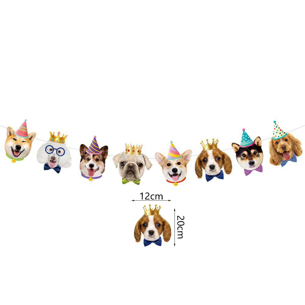 Dog Party Decoration Pet Party Tableware Plate Cup Napkin Tablecloth Birthday Party Banner