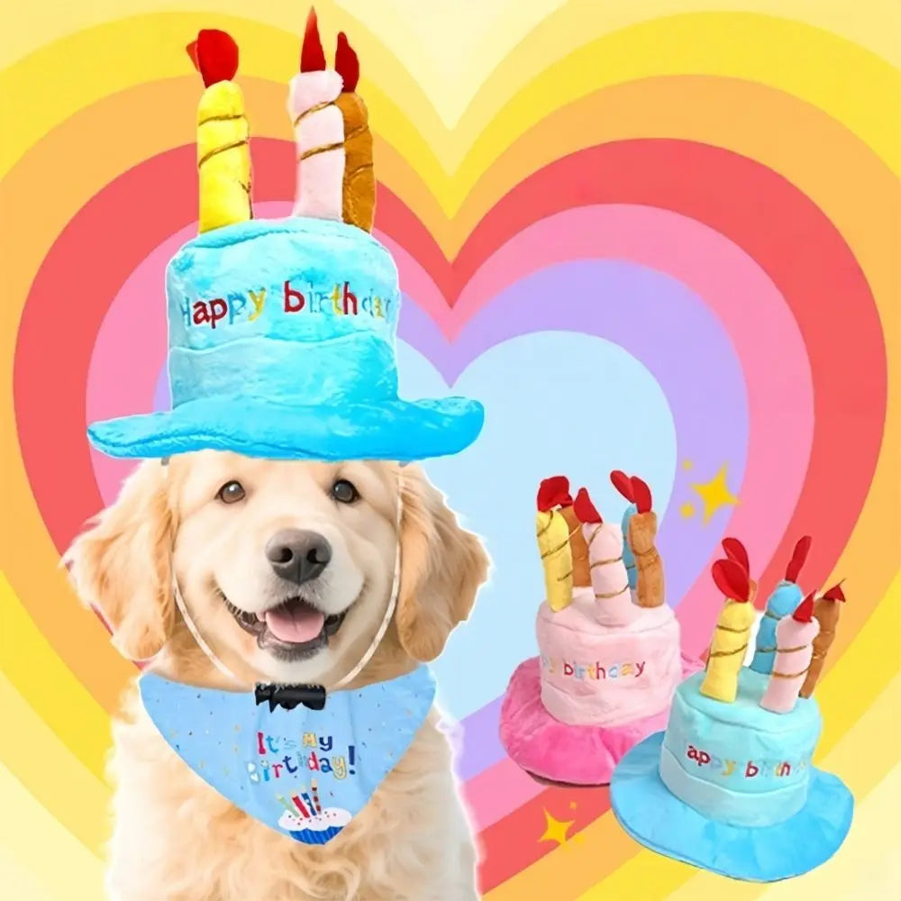 the BIRTHDAY CAKE DOG HAT - New Birthday Theme Dog Hat, Cute Blue/Pink Birthday Cake Hat, Cake Shape Pet Headwear Cap, Pet Gift