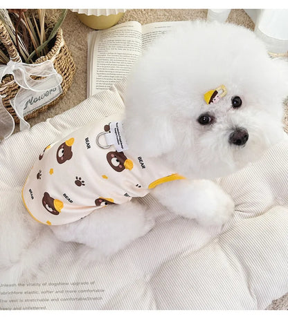 Four Seasons NewinsJapanese and Korean Style Thermal Pet Dog Cat Clothes Teddy Bichon Pulling Vest Wholesale