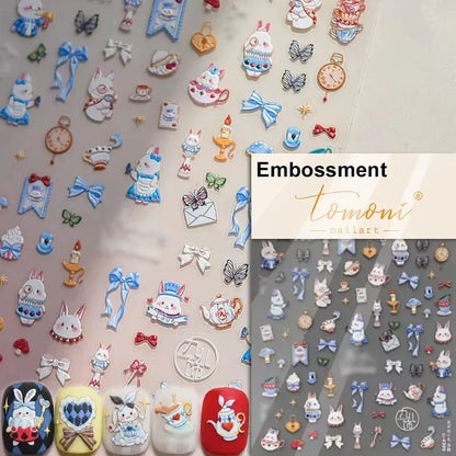 Graffiti Cat Claw Rabbit Bunny Bear Dog Flower Lovely Animal Fruit Dim Sum Candy Sunflower Adhesive 5D Nail Art Stickers Decal