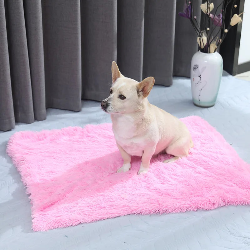 Fluffy Mat Long Plush Pet Blanket Cat Sleeping Mats Puppy Winter Warm Thin Kennel Cushion Soft Covers for Large Dogs Mattress