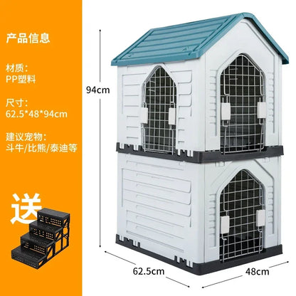 Double-decker kennel outdoor four-season dog house autumn and winter rainproof dog house outdoor stray cat nest dog cage villa