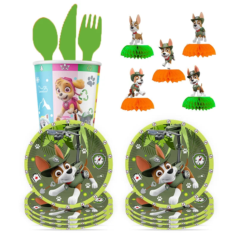 Paw Patrol Dark green dog disposable Birthday Party Decorations Tableware Balloons Birthday Decor Party Supplies Gifts for Boys
