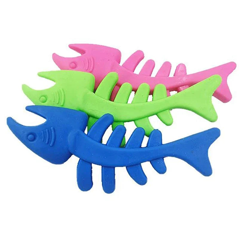 New 1PC Rubber Puppy Toy Fish Bone Shape Chewable Teething Dog Toy Bite Resistant Pet Supplies Random Color