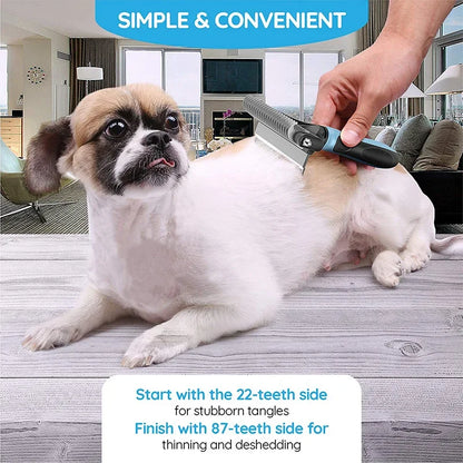 2In1 Professional Dog Combs Rake Safe Double-Sided Comfortable Handle Pet Grooming Brush For Dog Cat Remove Knots Tangles Easily