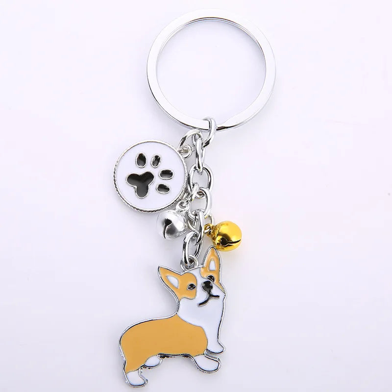 New Popular Cute Metal Dog Key Chain Car For Women Pendant Pet Dog Bell Keychains Jewelry Car Key Ring Party Gift K5222