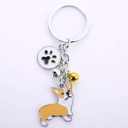 New Popular Cute Metal Dog Key Chain Car For Women Pendant Pet Dog Bell Keychains Jewelry Car Key Ring Party Gift K5222