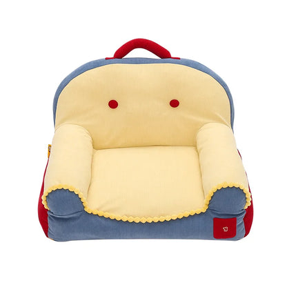 Modern Red Dot Backrest Pet Sofa: Removable Washable Dog Cat Bed, Warm Corgi Sleeping Pad for Autumn Winter