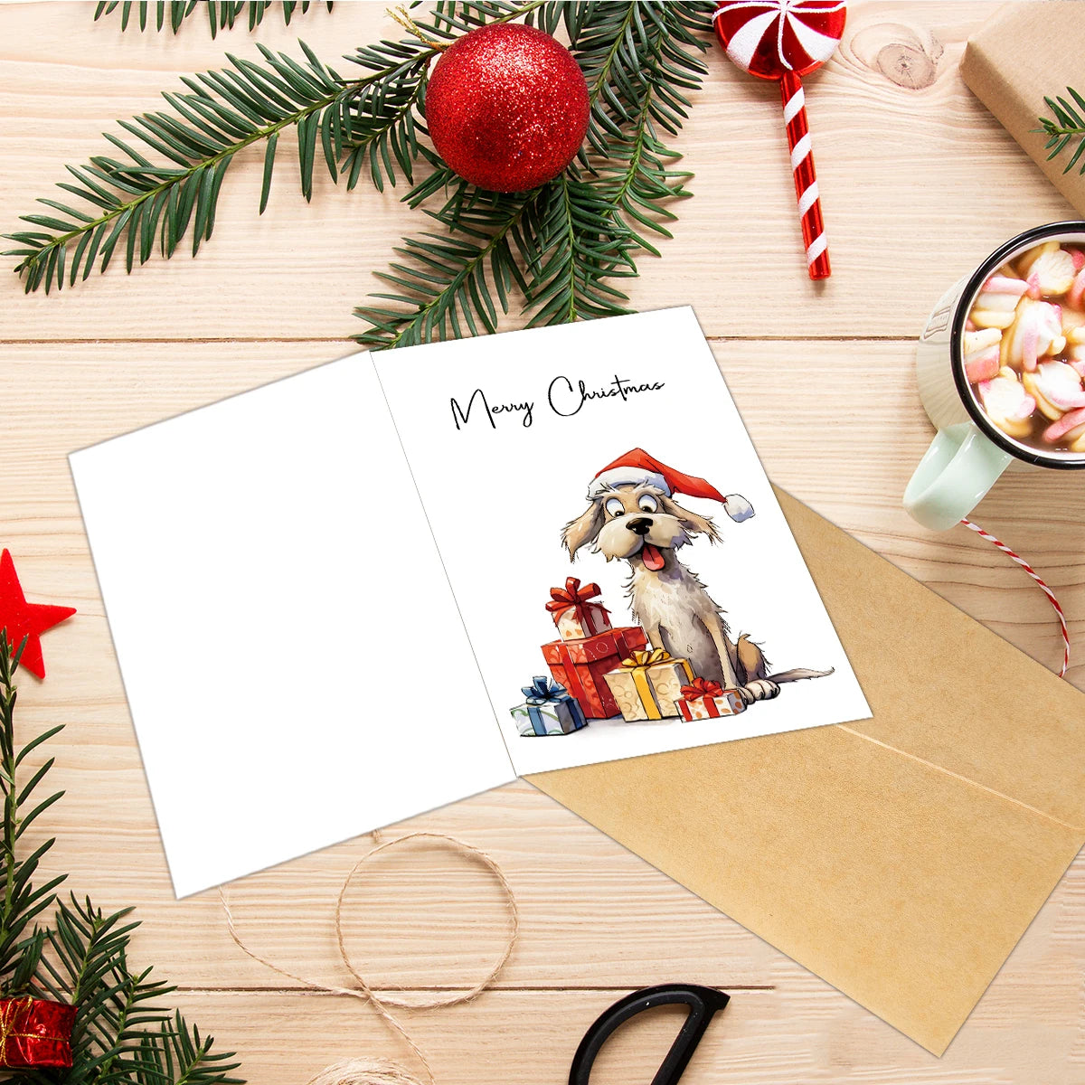 12pcs Christmas Greeting Cards With Envelope-Cute Dog,Snowman,Xmas Thank You Card,Handwritten Christmas Message For Mailing Gift
