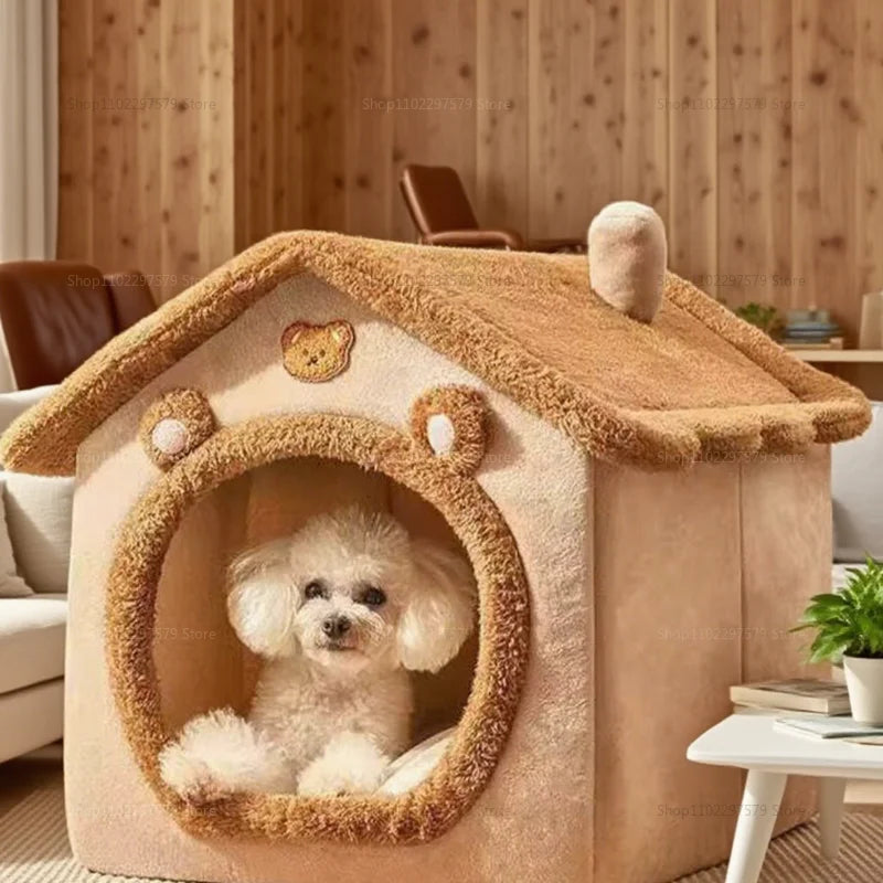 Enclosed Kennel with Dirt Resistance Durable Comfortable Cat House Villa Detachable Washable for All Seasons Indoor Outdoor Use