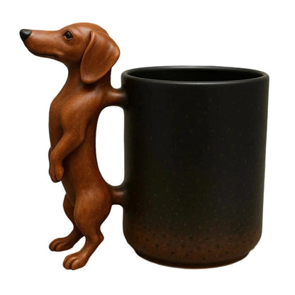 Handmade Dachshund Mug Creative 3d Animal Resin Coffee Cup With Dog Shape Handle 11oz Funny Novelty Memorial Art Mugs Gifts