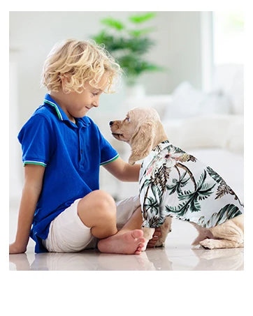 Hawaii Dog Shirt Colorful Flower Printed T-Shirt Breathable Cool Shirt Summer Beach Style Dog Clothes Medium and Large Dog Boys