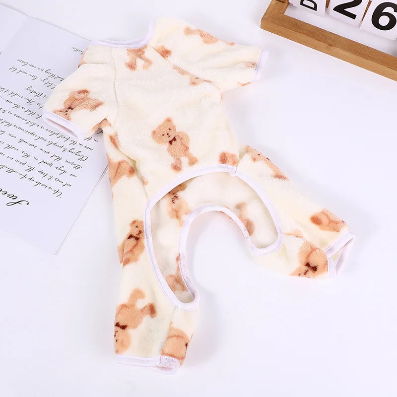 Pet Autumn Winter Pajamas Puppy Cute Bear Jumpsuit Dog Plush Jacket for Small Medium Dogs Cats Clothes Chihuahua Teddy Costumes