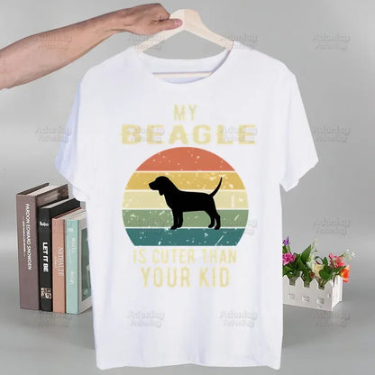 the PERSONAL STALKER - Beagle Cartoon Men's T-Shirts, Funny Hip Hop Summer Women/Men Bagel Dog Cute T-Shirts