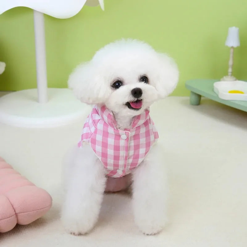 Warm Winter Pet Dog Clothes Plaid Parkas Dog Outdoor Coat Traction Pet Coat Vest Teddy Bear Small Dog Jackets Puppy Clothing