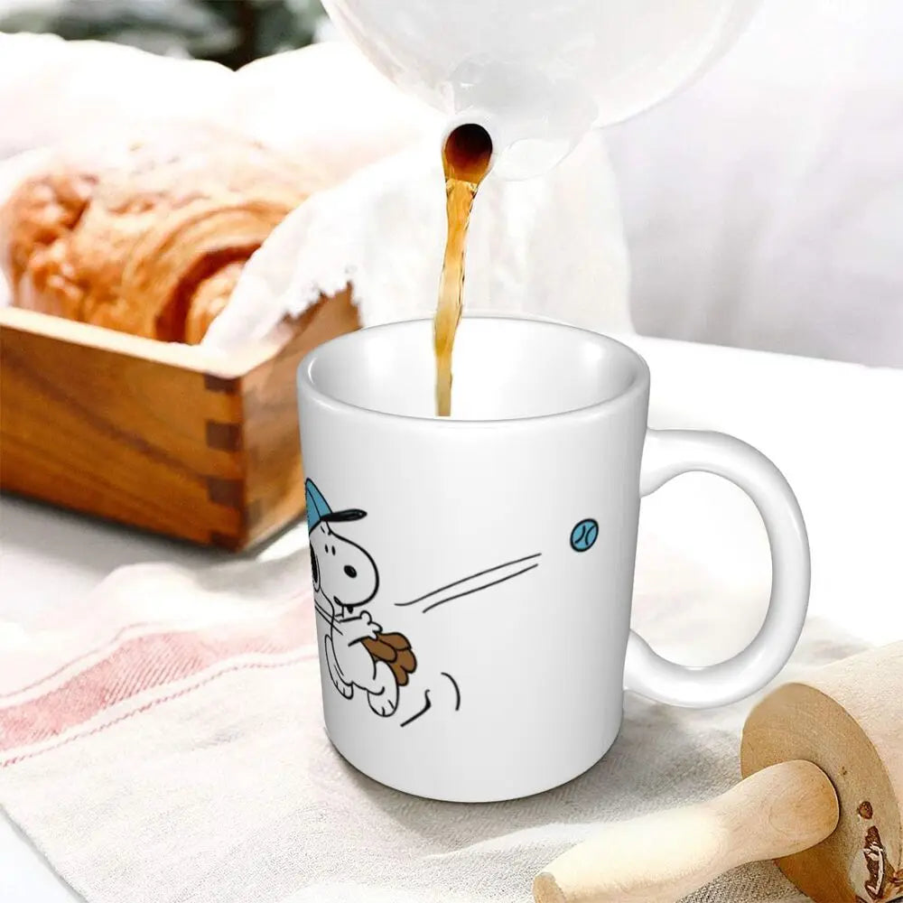 Manga Snoopy Woodstock Cartoon Dog Coffee Mug DIY Customized Ceramic Tea Milk Mug