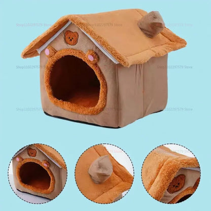the DOGGY VILLA - Enclosed Cat/Dog Kennel with Dirt Resistance Washable Comfort Villa, All Season Detachable Cat/Doghouse Suitable for Indoor/Outdoor