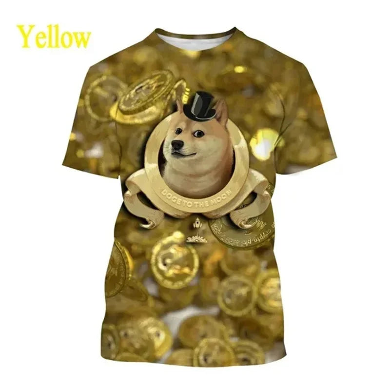 the GALAXY SPACE DOGS - Astronaut Dog Dogecoin Graphic T-Shirt for Men, Clothing Fashion Meme Cheems Fan T-Shirt, Casual 3D Shiba Inu Printing Tee Tops