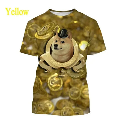 the GALAXY SPACE DOGS - Astronaut Dog Dogecoin Graphic T-Shirt for Men, Clothing Fashion Meme Cheems Fan T-Shirt, Casual 3D Shiba Inu Printing Tee Tops