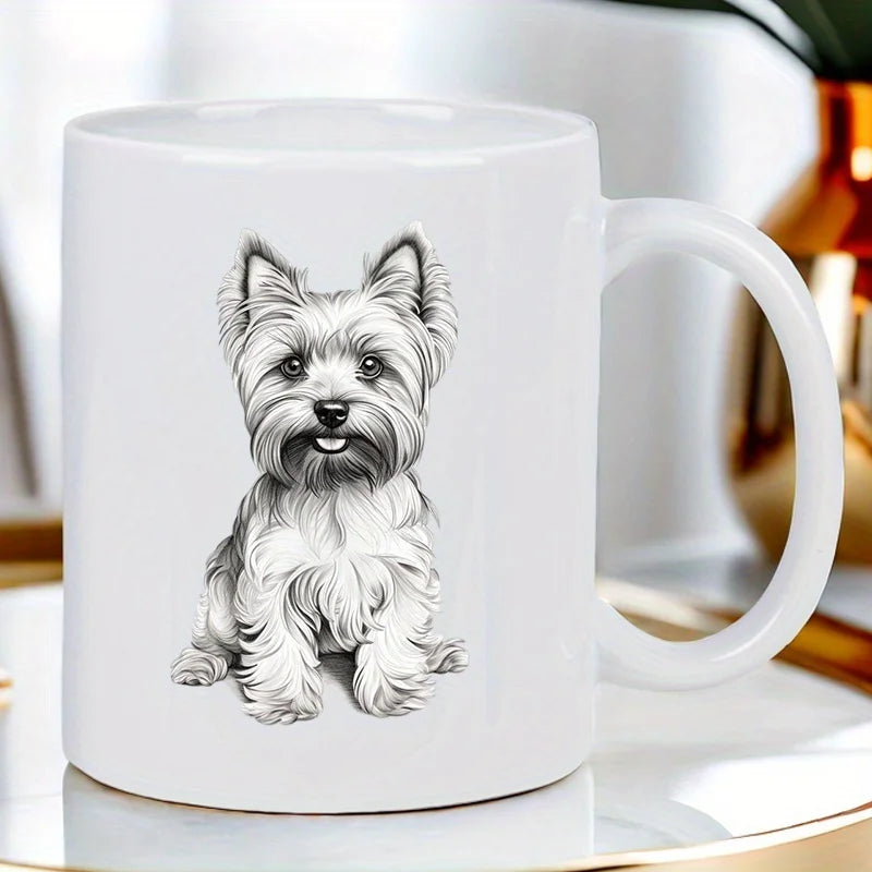 West Highland Terrier Dog Mug - Cute Coffee Cup with Fluffy Facial Features, Heavy-Charge Compatible Ceramic Cup for Tea, Hot Ch