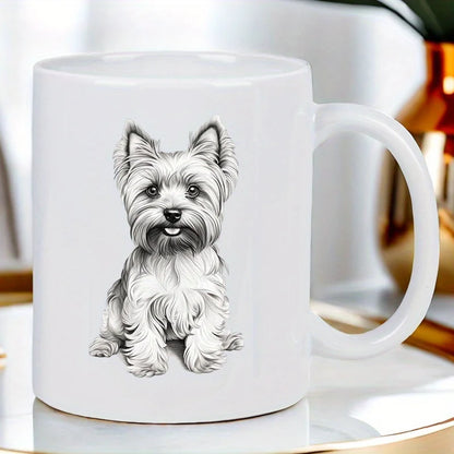 West Highland Terrier Dog Mug - Cute Coffee Cup with Fluffy Facial Features, Heavy-Charge Compatible Ceramic Cup for Tea, Hot Ch