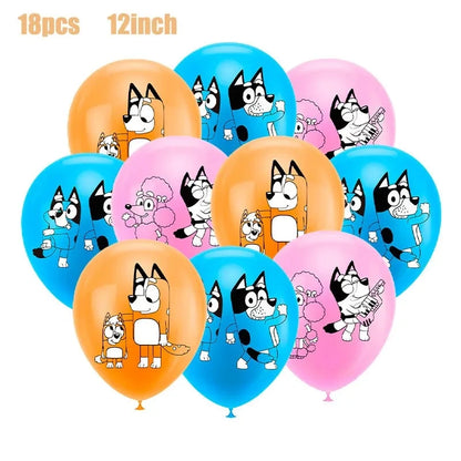 Cartoon Blue Dog Birthday Bluey Birthday Decoration Set Blueys Cups Banner Straws Bluey Balloons Set Kid Toy Gift Party Supplies