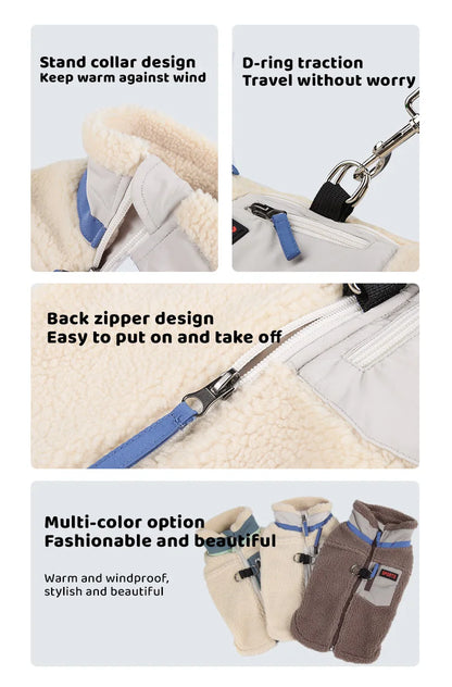 Warm Fleece Pet Clothes for Small Medium Dogs Vest with D ring Puppy Outfits French Bulldog Yorkies Poodle Costumes Pug Coats
