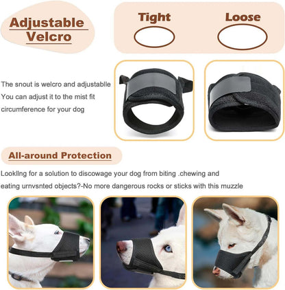 the ANTI-BITE DOG MUZZLE - Soft Air Mesh Dog Muzzle for Small, Medium & Large Dogs – Anti-Bite, Anti-Bark, Anti-Chew, Breathable, Drinkable & Adjustable