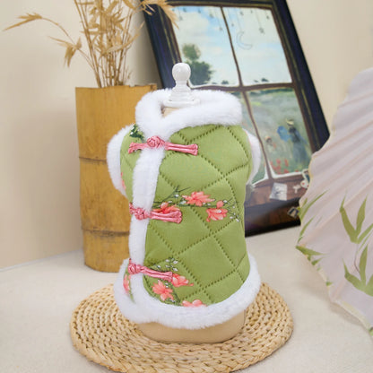 New Year Chinese Style Pet Dog Tang Suit  Warm Pet Vest Clothes Festival Small Dogs Winter Jacket Dog Costume Outfits