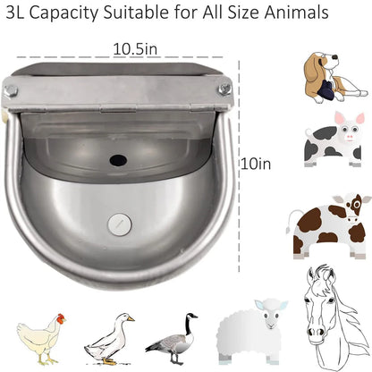 Automatic Water Dispenser for Dog Water, Stainless Steel Drinking Bowl for Farm Livestock Cattle Horse Goat Sheep(Auto-Filling)