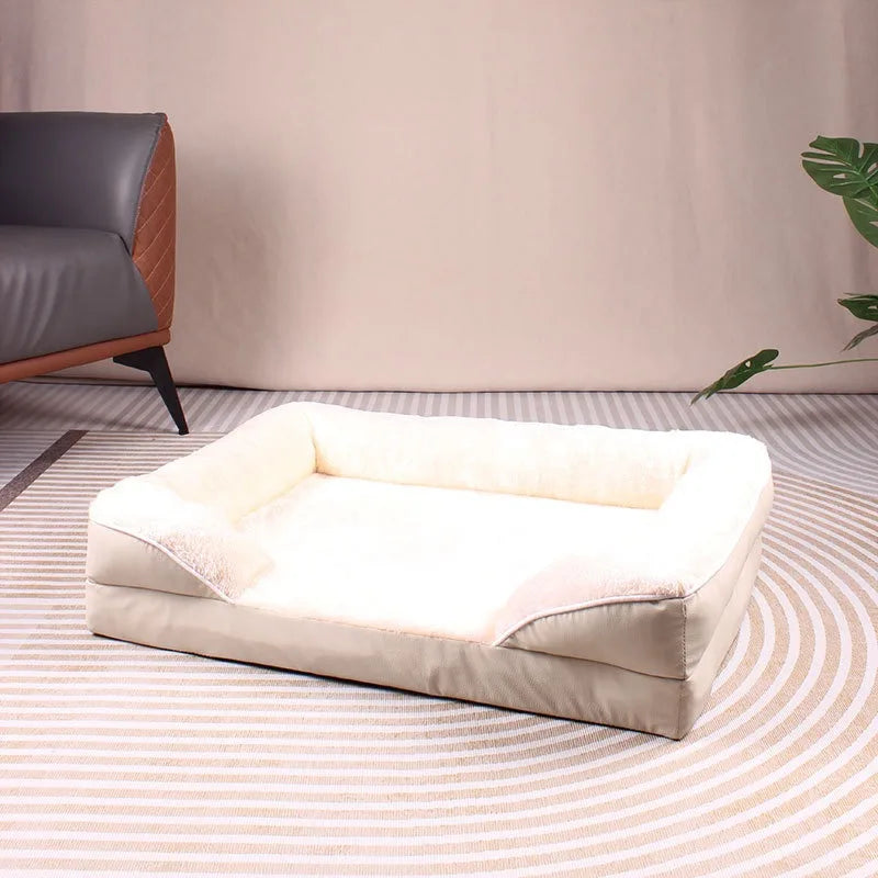 Jumbo Large Orthopedic Dog Bed Memory Foam Pet Sofa Couch Waterproof Elevated Cushion Warm Puppy Bolster Couch Removable Cover