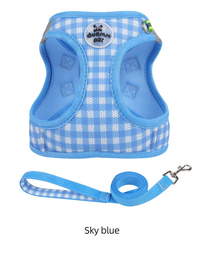 the PLAIDBUDDY HARNESS - Puppy/Kitten Chest Strap, Fresh Plaid Kitten/Puppy Leash, Anti-Break Adjustable Reflective Pet Chest Strap, Small Dog/Kitten Chest