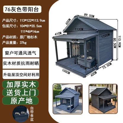 Outdoor dog cage doghouse Solid wood sun protection Rain protection dog kennel doghouse Large medium-sized dog Golden