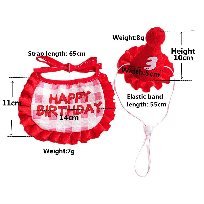 Dog Birthday Scarf Hat Set Cat Birthday Party Supplies Pet Scarf Puppy Birthday Lace Hat Scarf for Small Medium Dog Pet