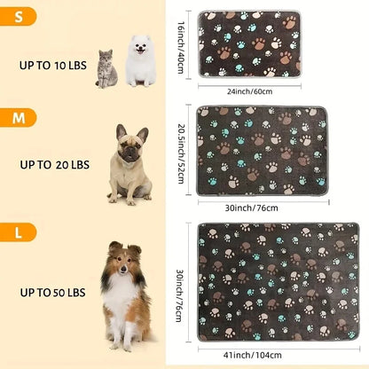 Thickened Soft Flannel Fleece Cat Dog Blanket Bed Mats Paw Foot Print Warm Pet Blanket Sleeping Beds Cover Mat For Pets Supplies