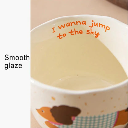 300ML Ceramic Mug Cartoon Cup Cute Puppy Pattern Coffee Cup Juice Breakfast Milk Oats Mug Yogurt Office Student Drinkware Gift