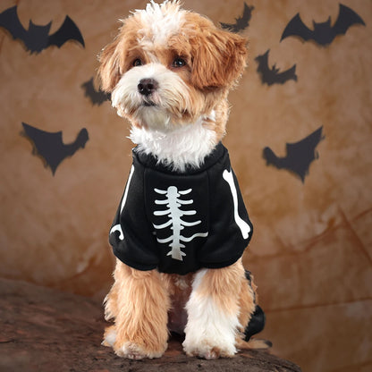 Luminous Halloween Pet Dog Clothes Skeleton Cosplay Dog Cat Sweatshirt Pet Dress Up Jumpsuits Cute Four Legged Puppy Coat